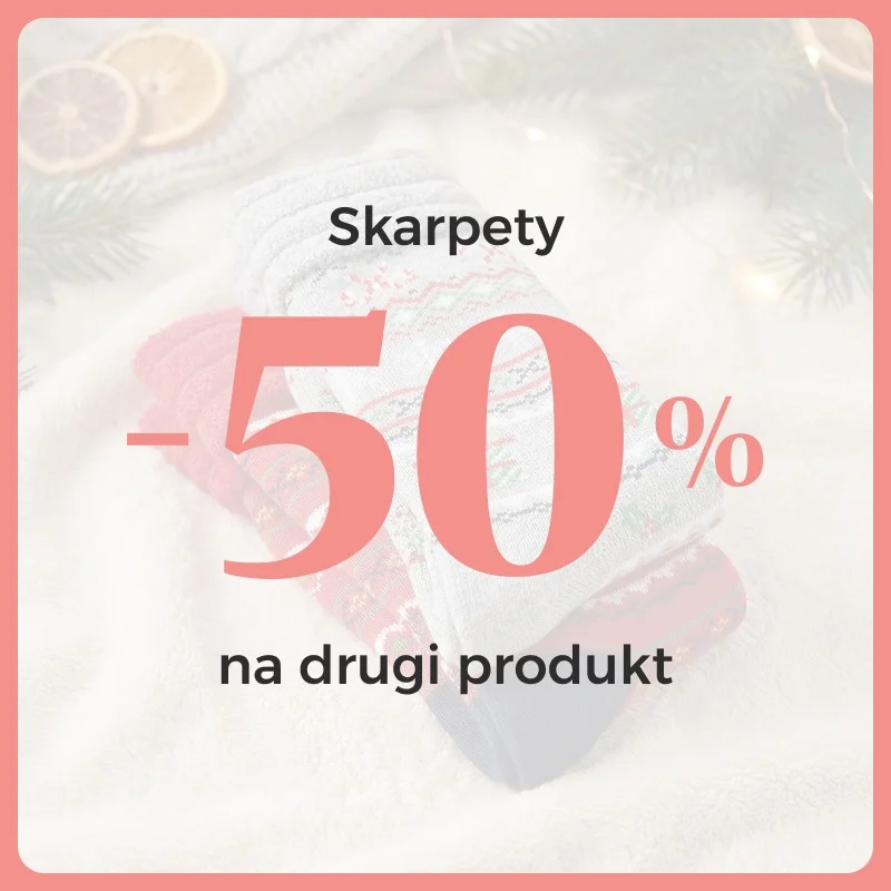 Kup minimum dwa produkty z kategorii objętej promocją i odbierz -50% na drugi produkt po wpisaniu kodu S50.